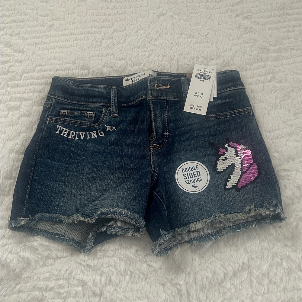 Abercrombie Kids Blue Denim Midi Shorts size 9/10